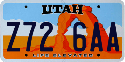 UT license plate Z726AA