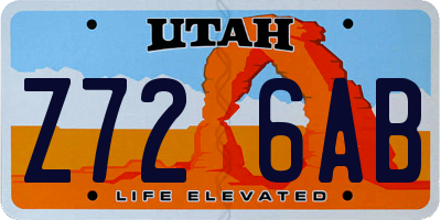 UT license plate Z726AB