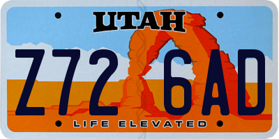 UT license plate Z726AD