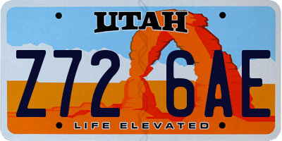 UT license plate Z726AE