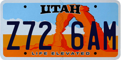UT license plate Z726AM