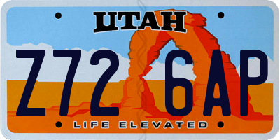 UT license plate Z726AP