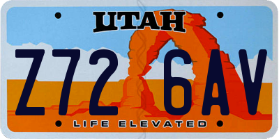 UT license plate Z726AV