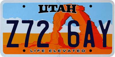 UT license plate Z726AY