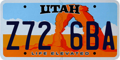 UT license plate Z726BA