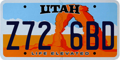 UT license plate Z726BD