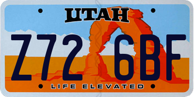 UT license plate Z726BF