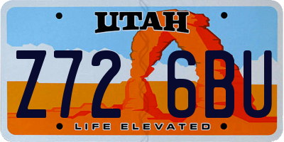 UT license plate Z726BU