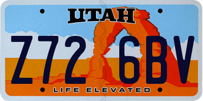 UT license plate Z726BV