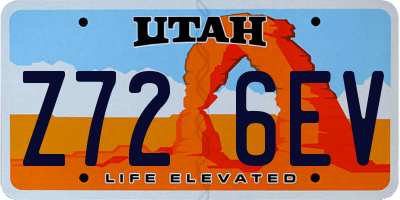 UT license plate Z726EV