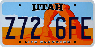 UT license plate Z726FE