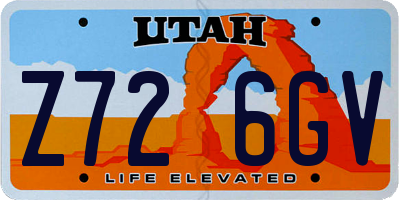 UT license plate Z726GV
