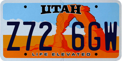 UT license plate Z726GW
