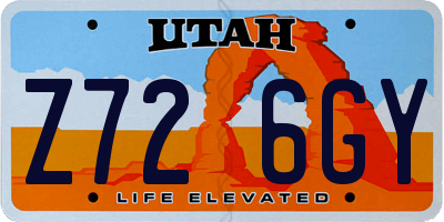 UT license plate Z726GY