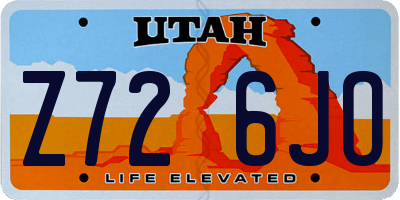 UT license plate Z726JO