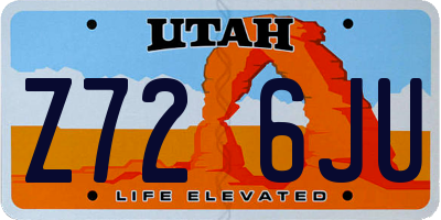 UT license plate Z726JU