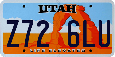 UT license plate Z726LU