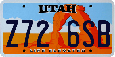 UT license plate Z726SB