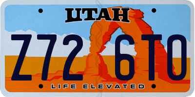 UT license plate Z726TO