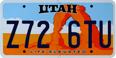 UT license plate Z726TU