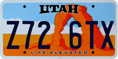 UT license plate Z726TX
