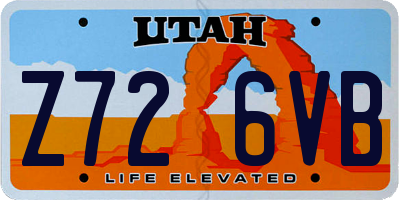 UT license plate Z726VB