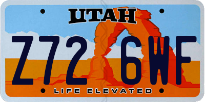 UT license plate Z726WF