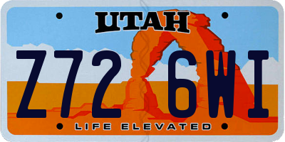 UT license plate Z726WI