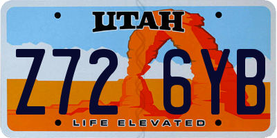 UT license plate Z726YB