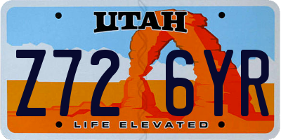 UT license plate Z726YR