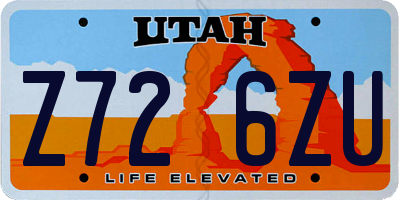 UT license plate Z726ZU