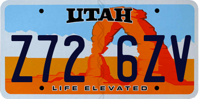 UT license plate Z726ZV