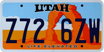 UT license plate Z726ZW
