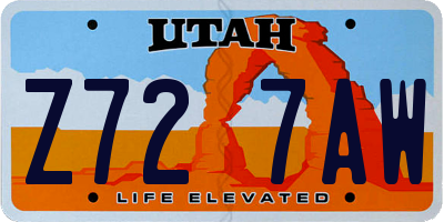 UT license plate Z727AW