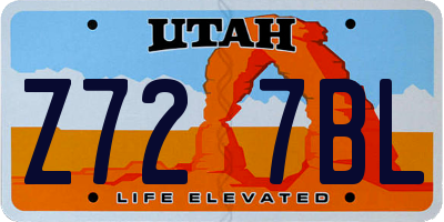 UT license plate Z727BL