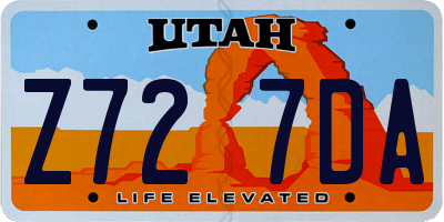 UT license plate Z727DA
