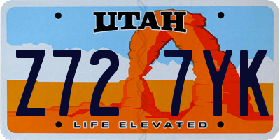 UT license plate Z727YK