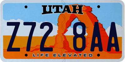 UT license plate Z728AA