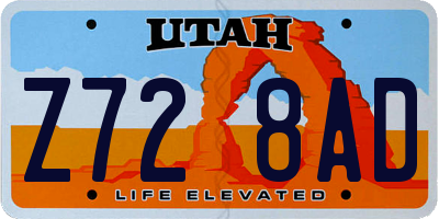 UT license plate Z728AD