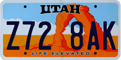 UT license plate Z728AK