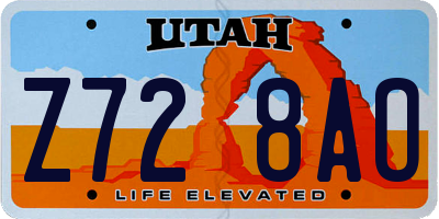 UT license plate Z728AO