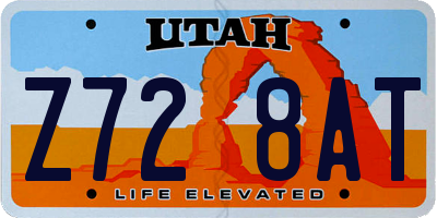 UT license plate Z728AT