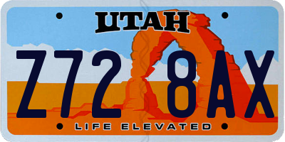 UT license plate Z728AX