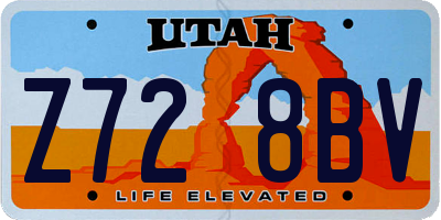 UT license plate Z728BV