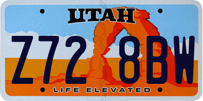 UT license plate Z728BW