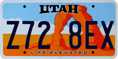 UT license plate Z728EX
