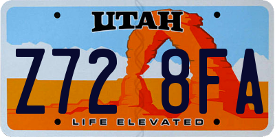 UT license plate Z728FA