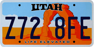 UT license plate Z728FE