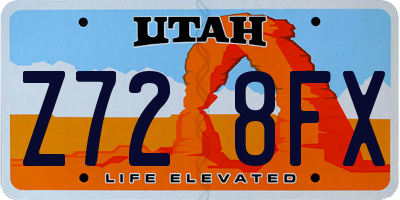 UT license plate Z728FX