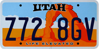 UT license plate Z728GV